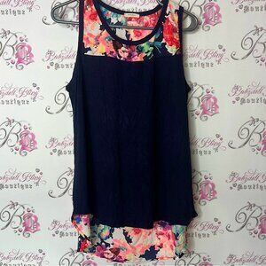 12 Pm By Mon Ami bright neon floral flowers tank blouse Sleeveless Tank Top